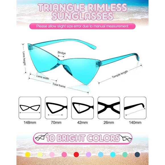 20 Pairs Rimless Cat Eye Sunglasses for Women Men Kids Variety Pack main image 6